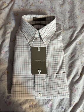 CLAYBROOKE White Check Button-Down Dress Shirt NWT